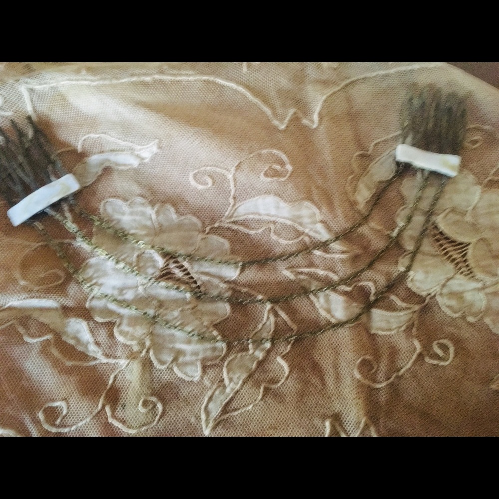 Vintage mother of pearl and brass hair accessory